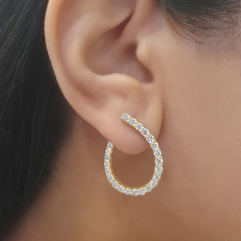 Arc Mini Hoop Diamond Earrings