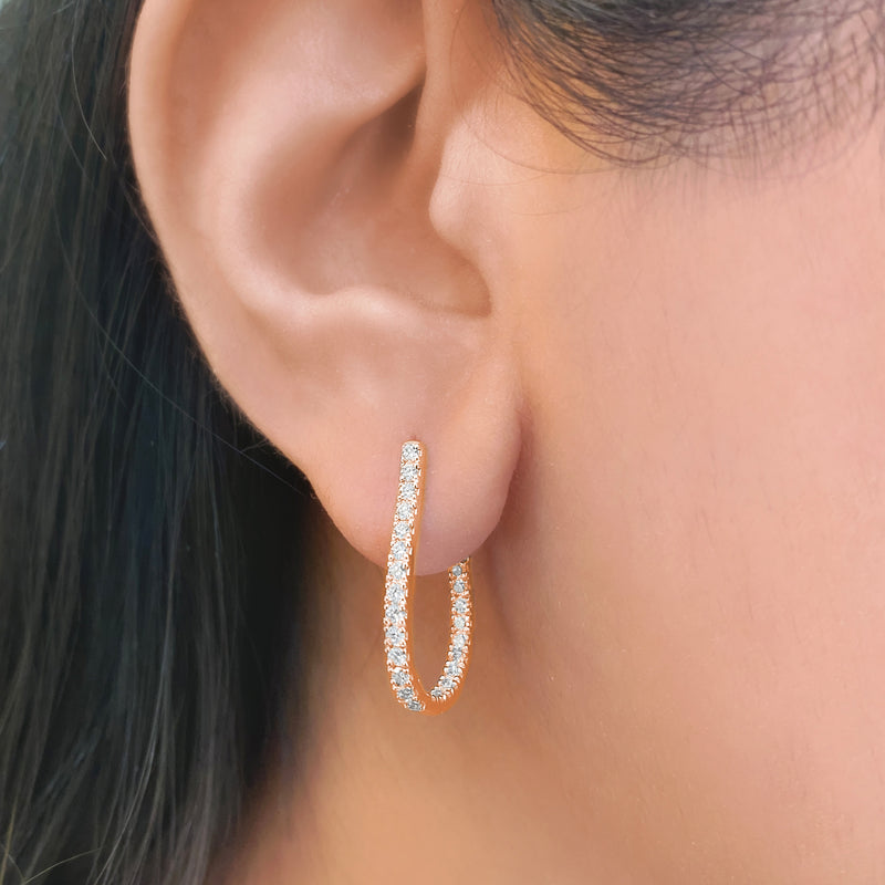 Curved Diamond Mini Hoops Earrings