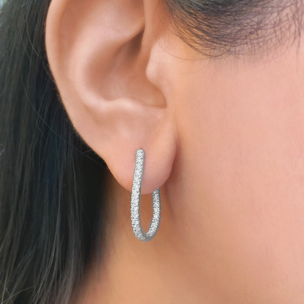 Curved Diamond Mini Hoops Earrings