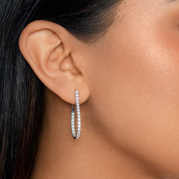 Curved Diamond Mini Hoops Earrings