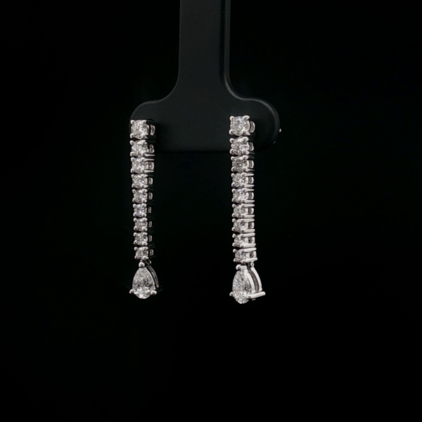Drop Round & Pear Diamond Earrings