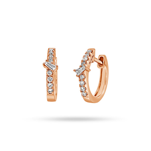 Baguette Round Diamond Hoop Earrings