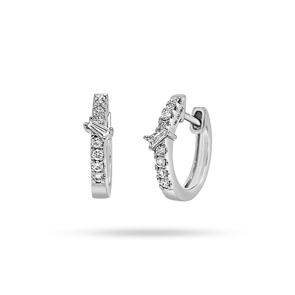 Baguette Round Diamond Hoop Earrings