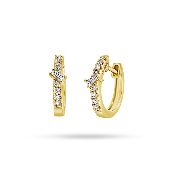 Baguette Round Diamond Hoop Earrings