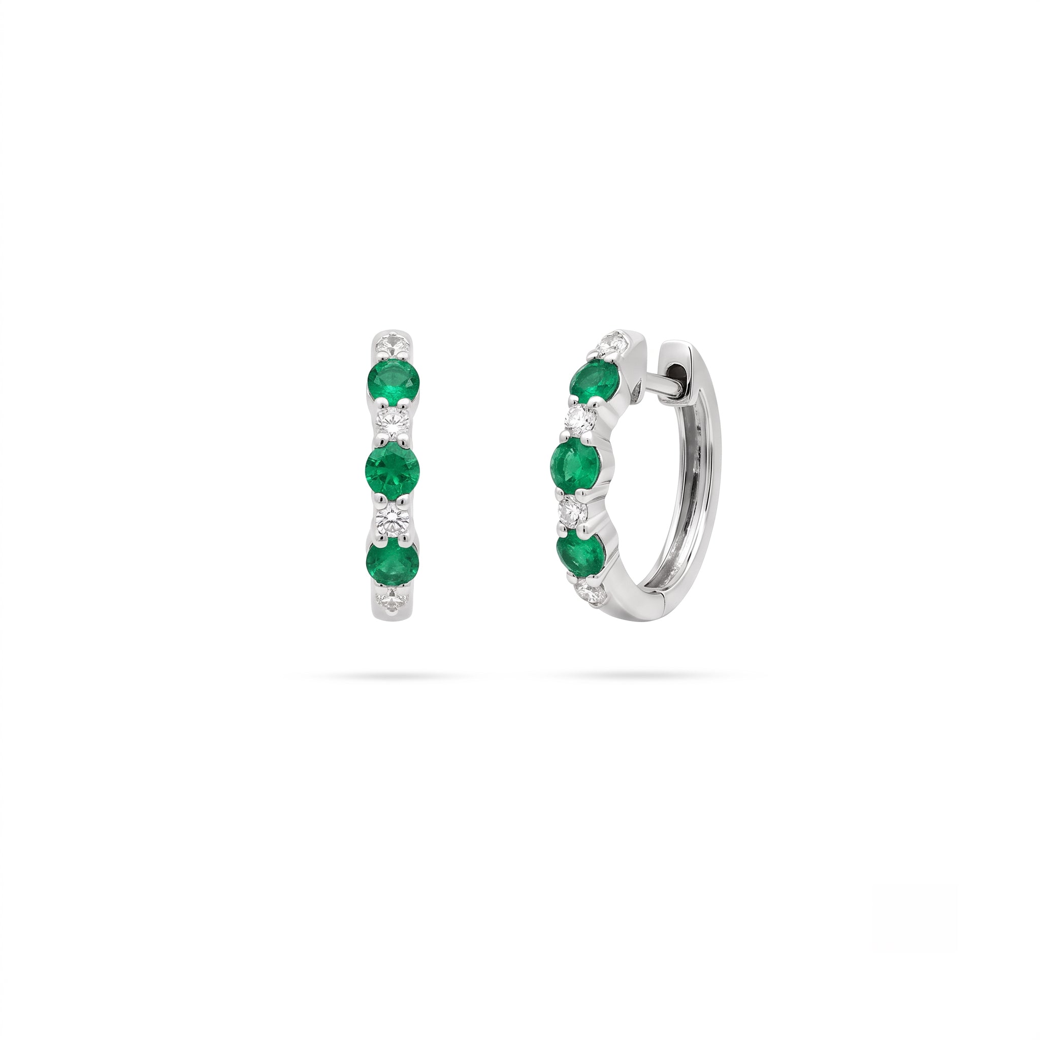 Diamond Hoop Earrings - Ruby, Emerald, Sapphire
