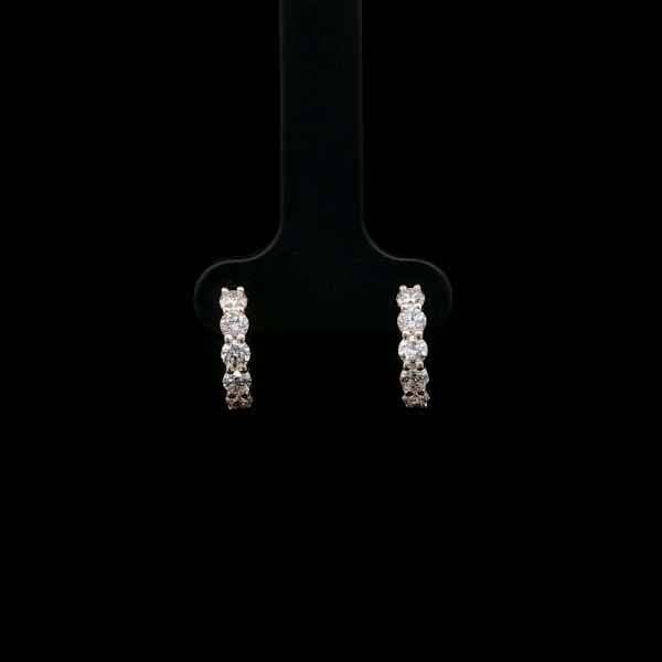 Huggie Round Diamond Hoop Earrings