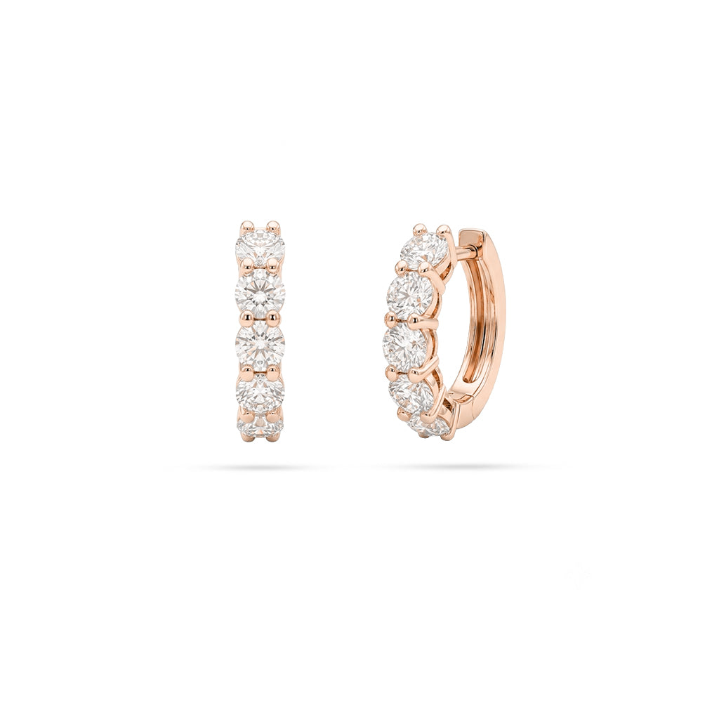 Huggie Round Diamond Hoop Earrings