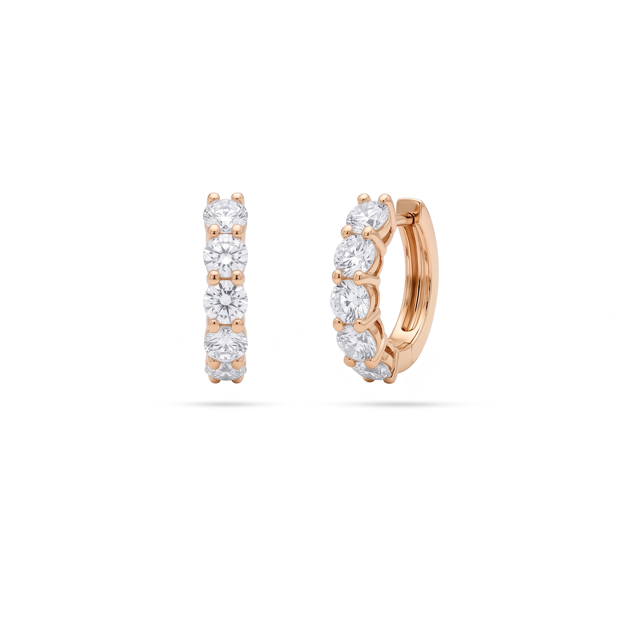 Huggie Round Diamond Hoop Earrings
