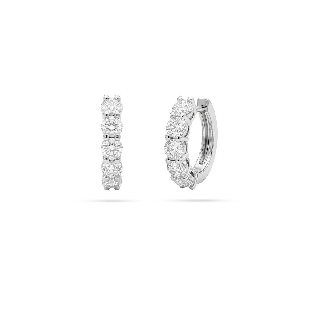 Huggie Round Diamond Hoop Earrings