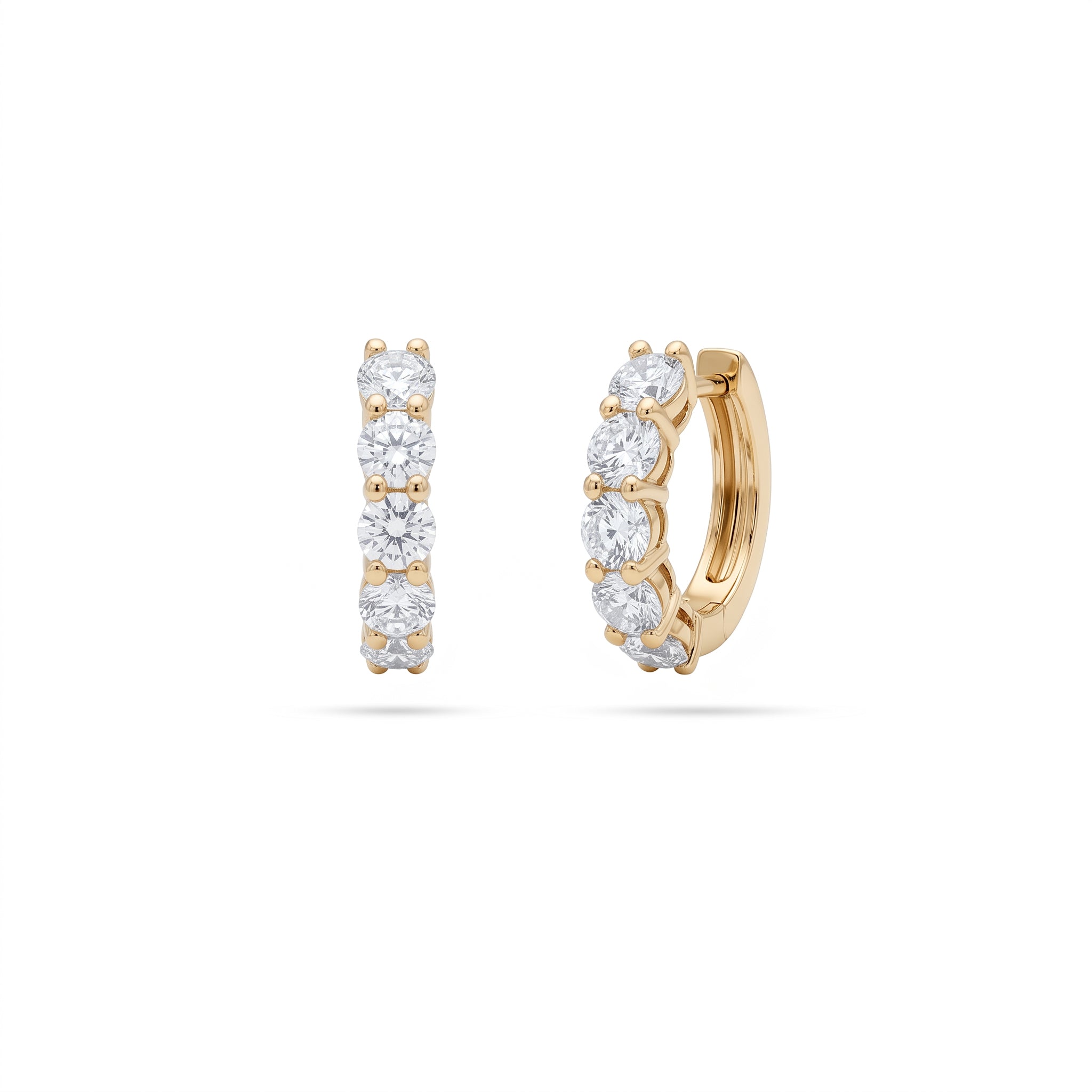 Huggie Round Diamond Hoop Earrings