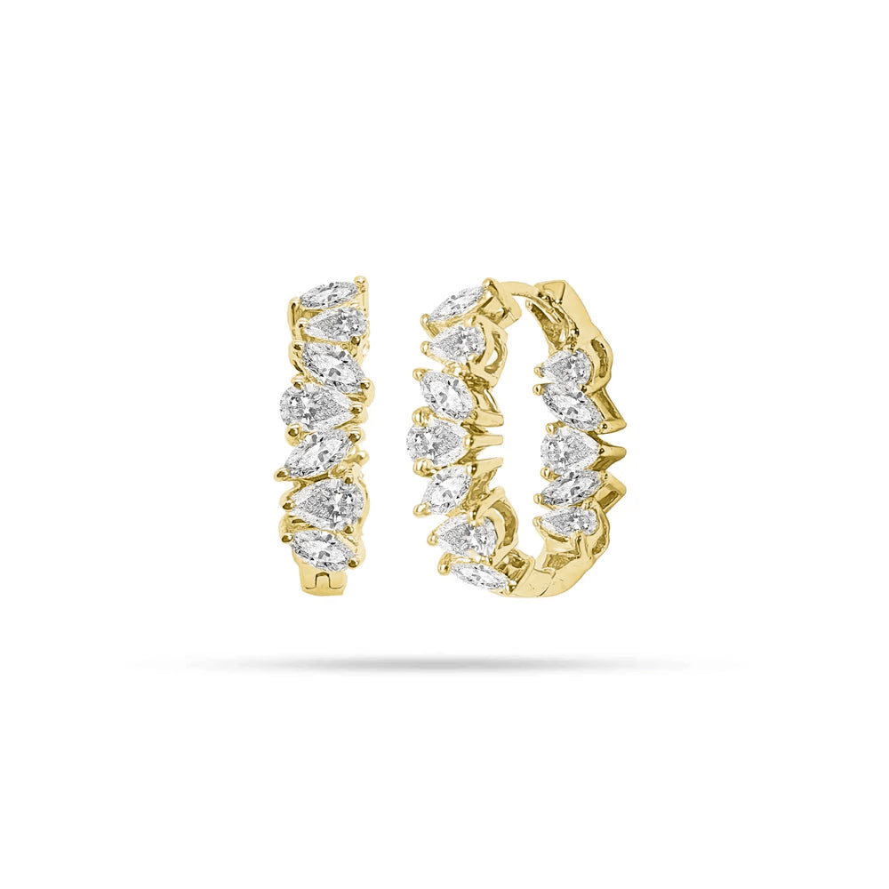 Messy Pear And Marquise Small Hoop Earrings
