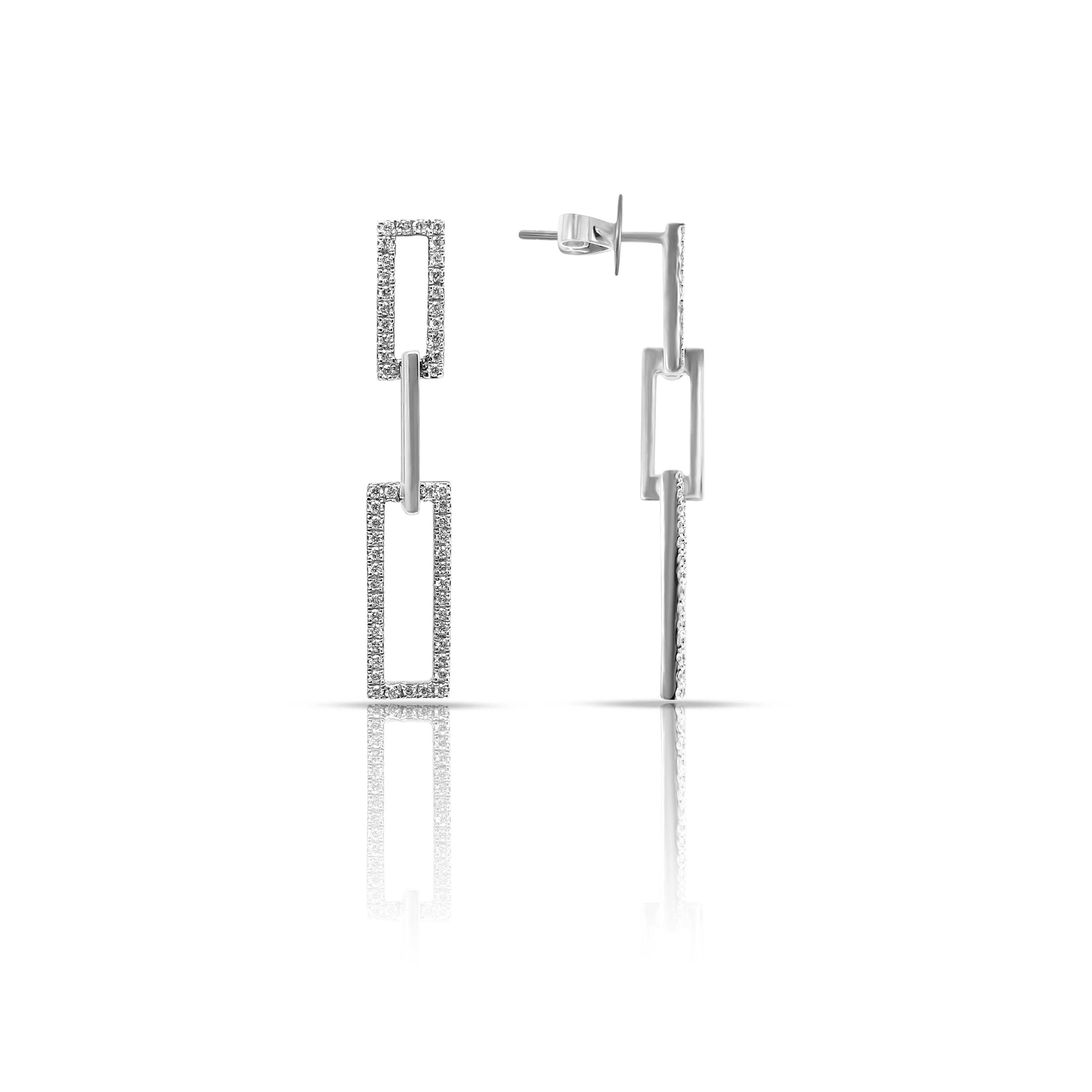 Double Link Drop Diamond Earrings