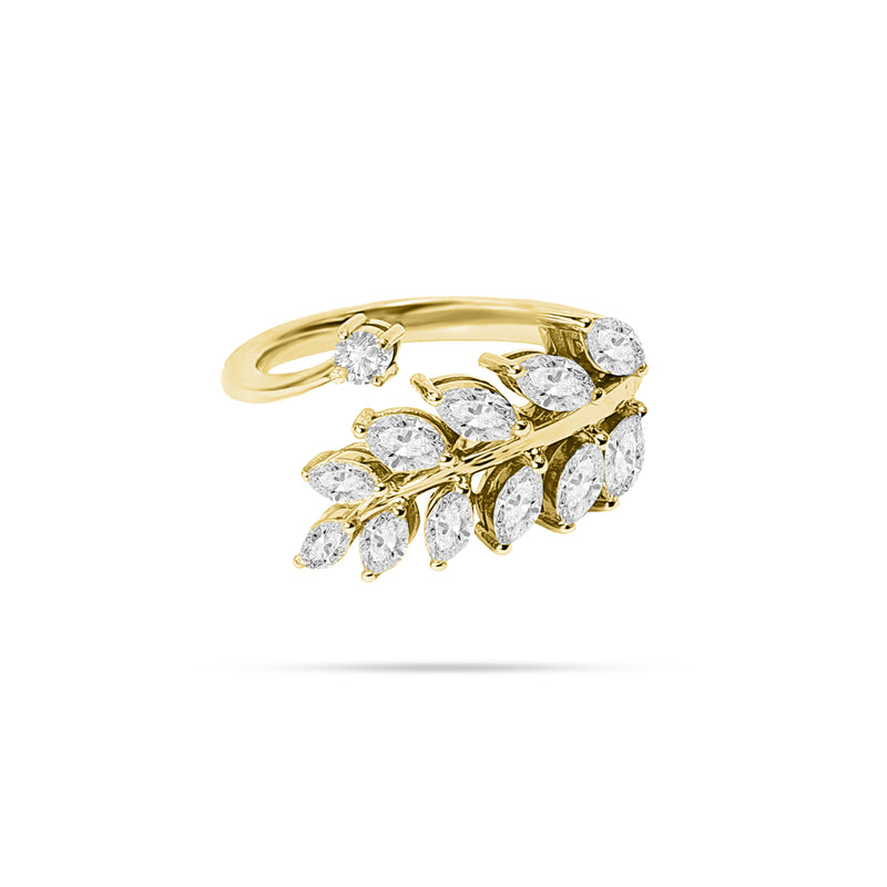 Leaf Climber Marquise Diamond Ring