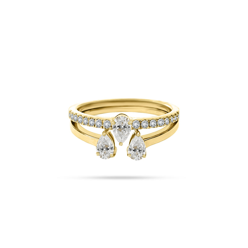 Trio Pear Round Diamond Ring