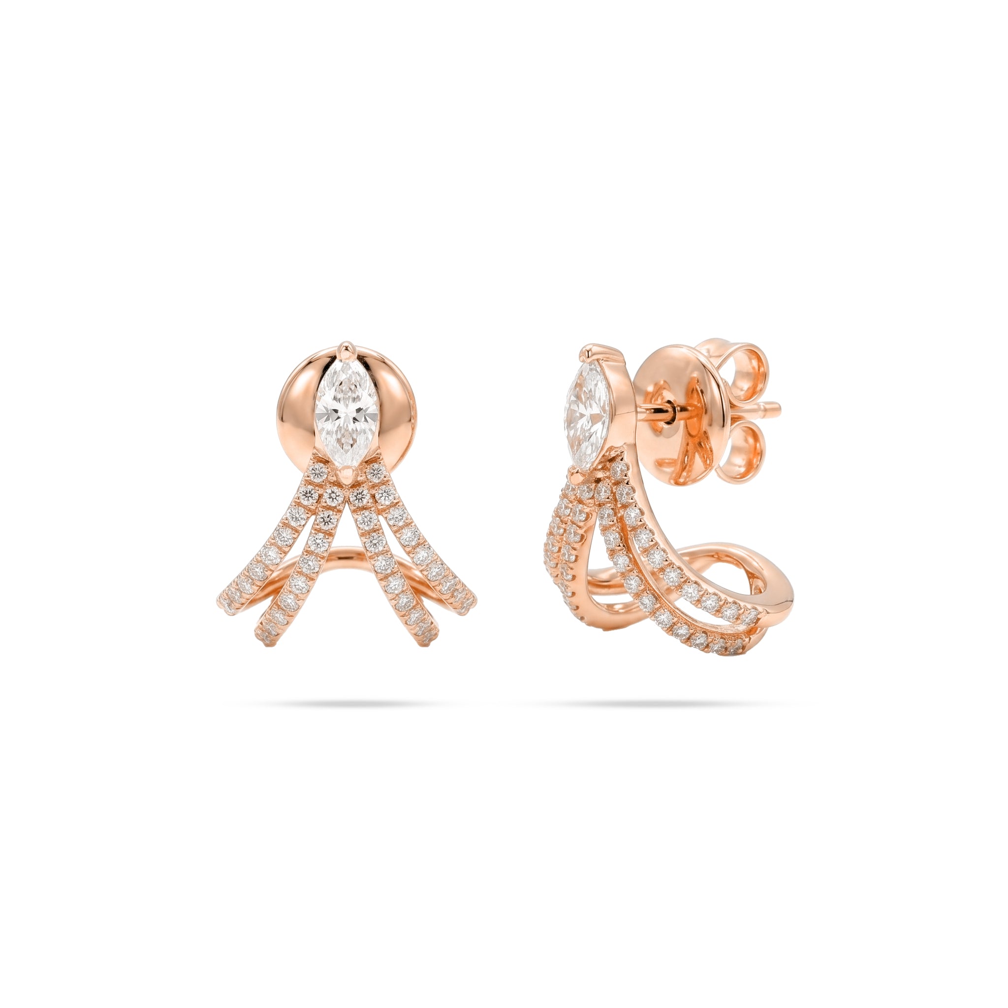Queen Marquise Round Diamond Earrings