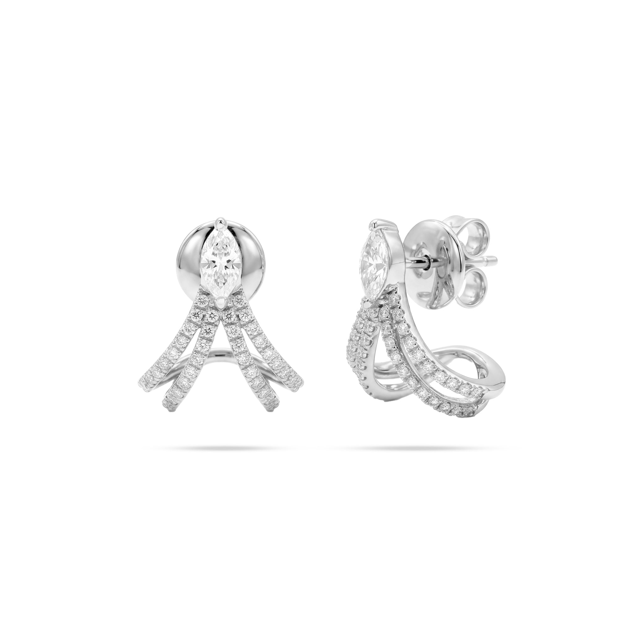 Queen Marquise Round Diamond Earrings