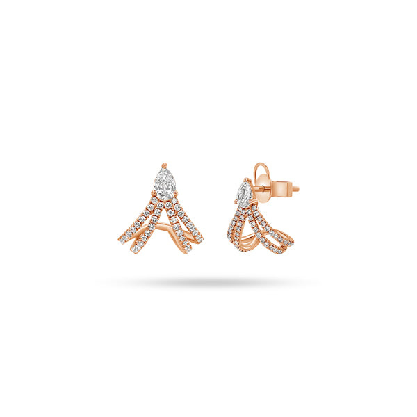 Queen Pear Round Diamond Earrings