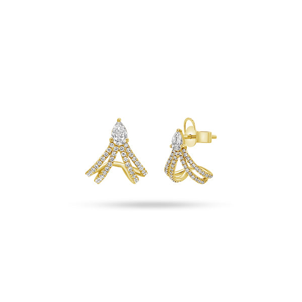 Queen Pear Round Diamond Earrings