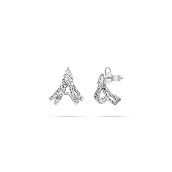 Queen Pear Round Diamond Earrings
