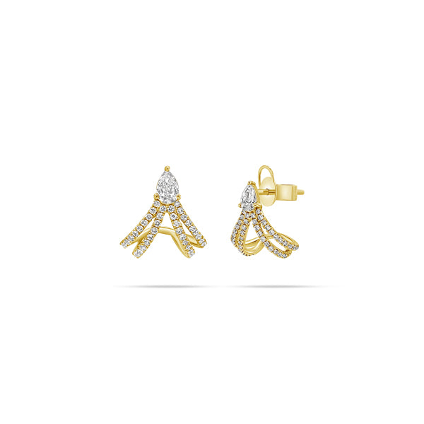 Queen Pear Round Diamond Earrings