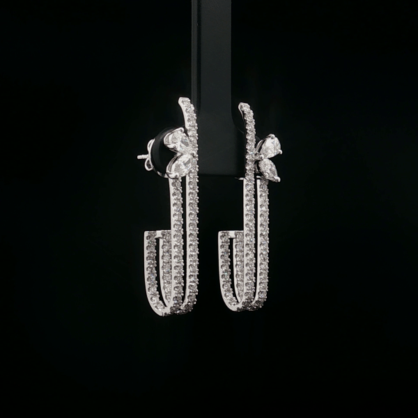 Rectangular Marquise Pear Diamond Earrings