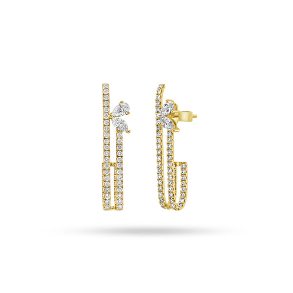 Rectangular Marquise Pear Diamond Earrings