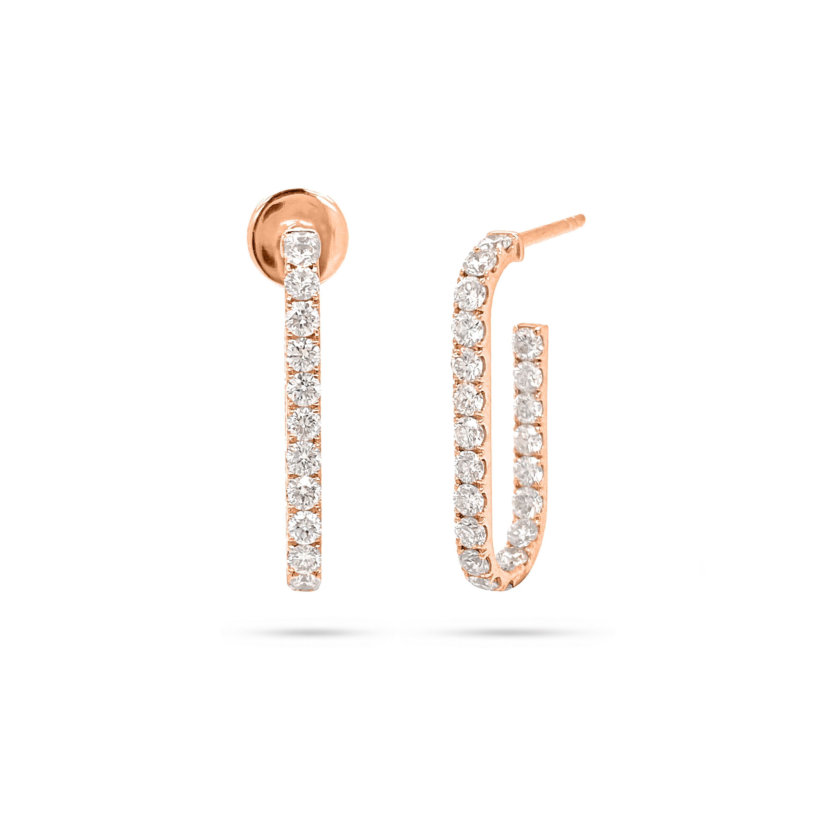 Rectangular Hoop Diamond Earrings