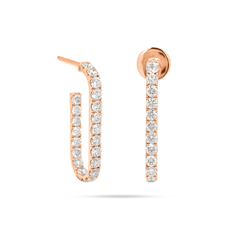 Rectangular Hoop Diamond Earrings