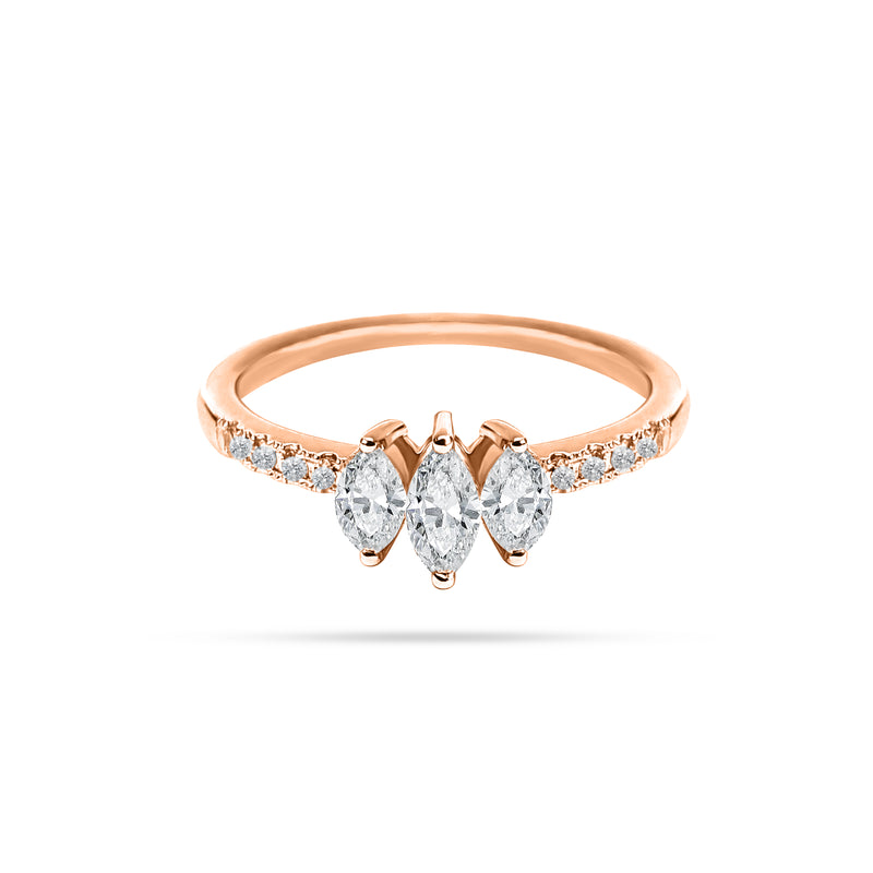 Trio Marquise Round Diamond Ring