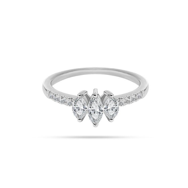 Trio Marquise Round Diamond Ring