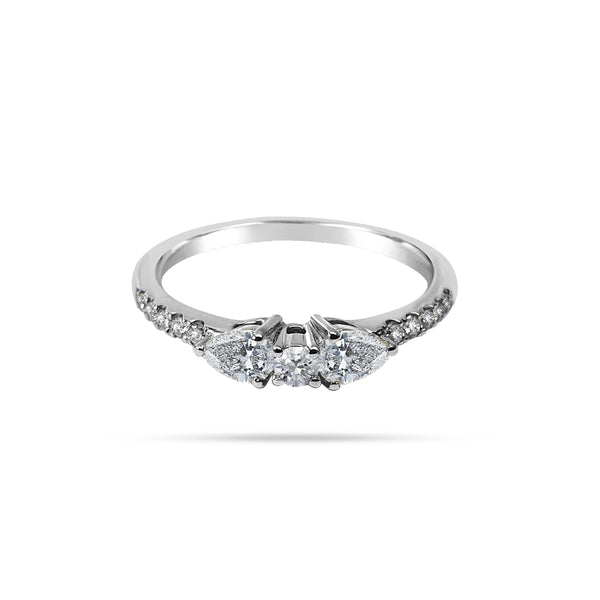 Trio Pear Round Diamond Ring