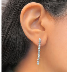 Straight Line Diamond Tennis Earrings