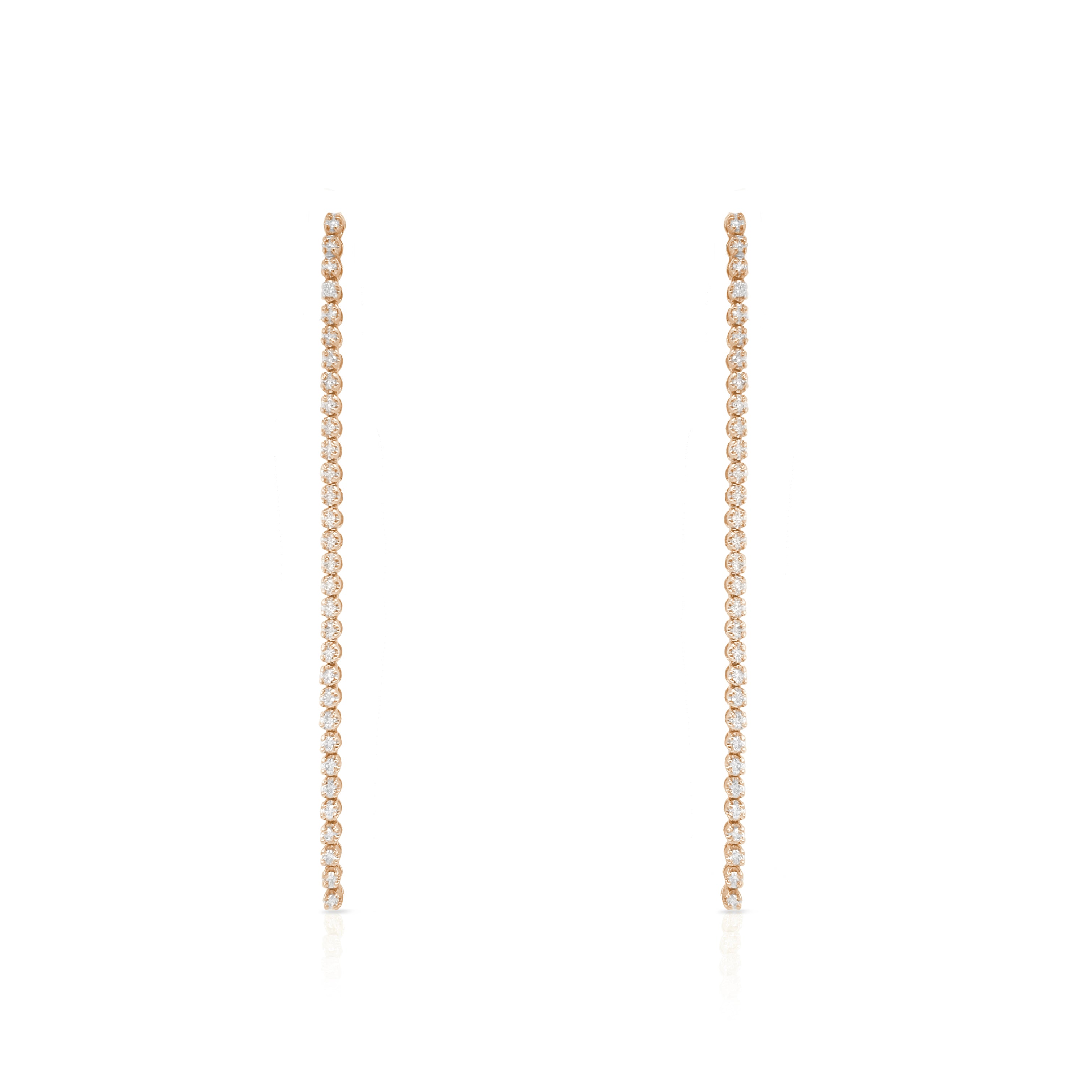 Long Drop Diamond Tennis Earrings