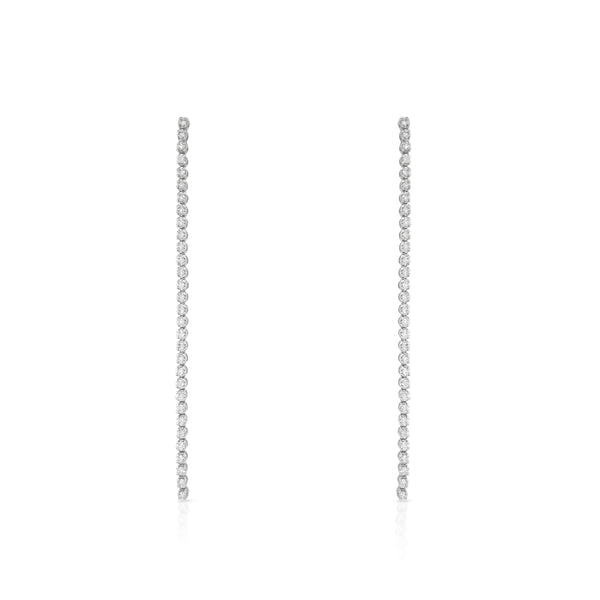 Long Drop Diamond Tennis Earrings