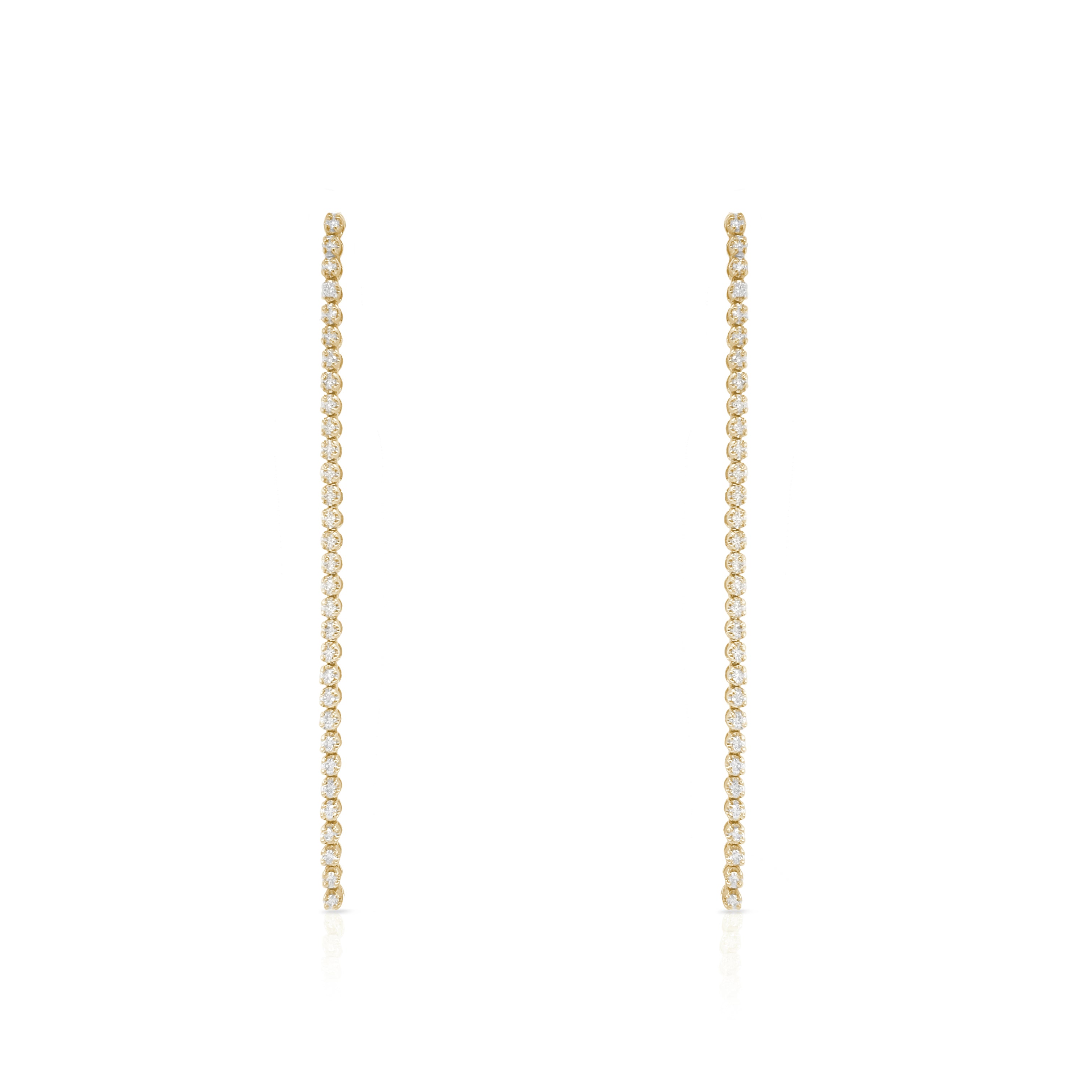 Long Drop Diamond Tennis Earrings