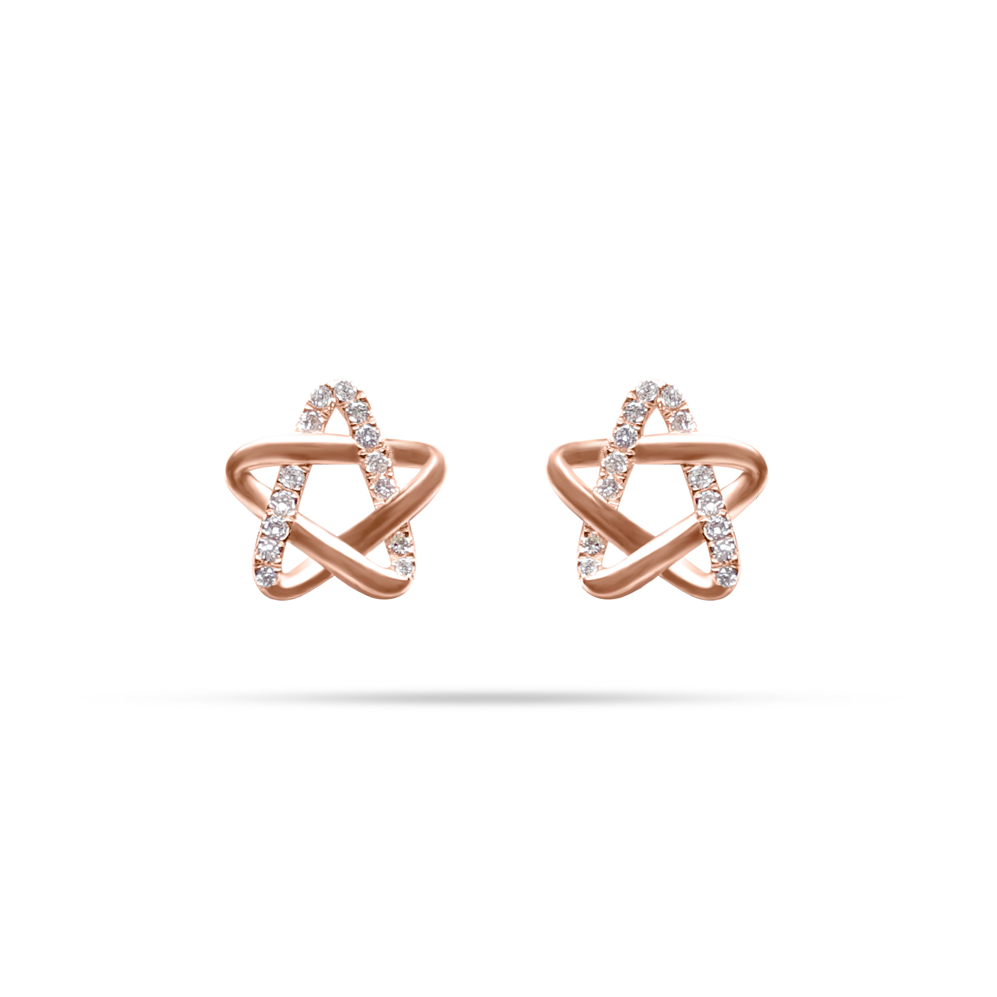 Star Round Diamond Stud Earrings