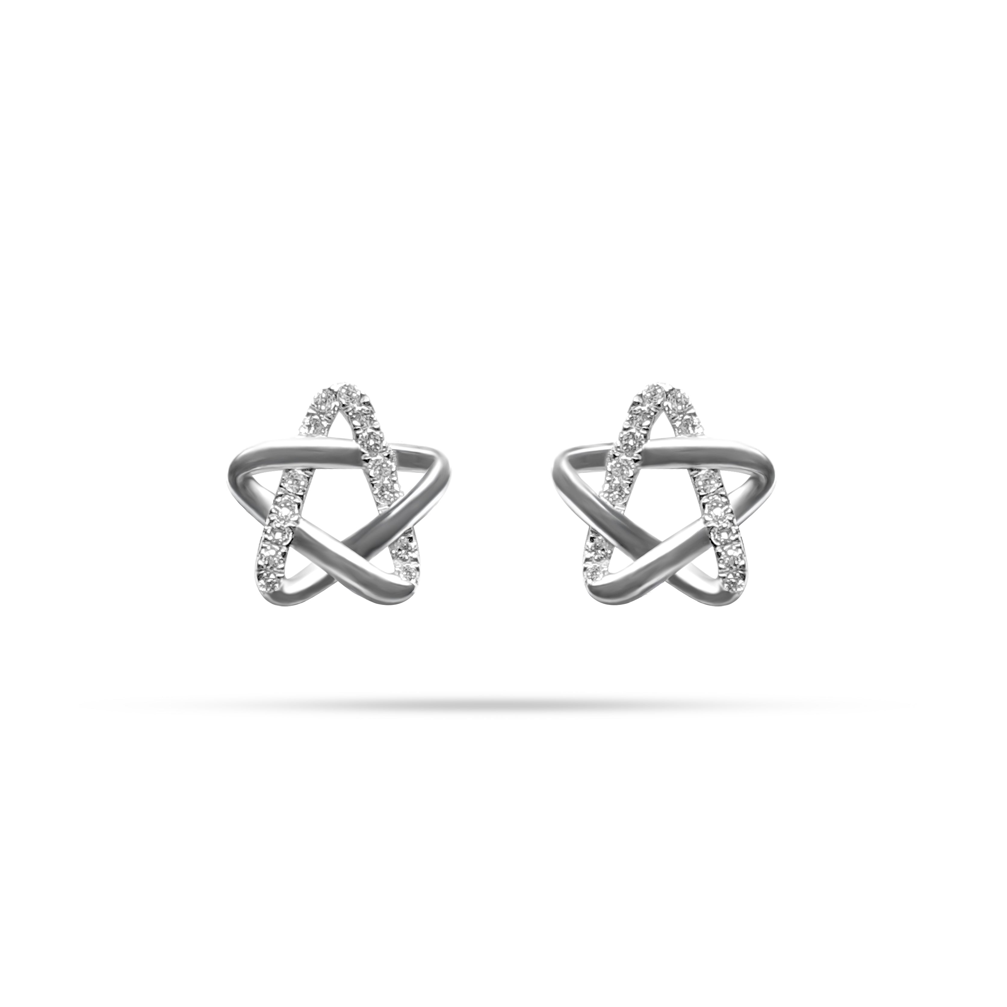 Star Round Diamond Stud Earrings
