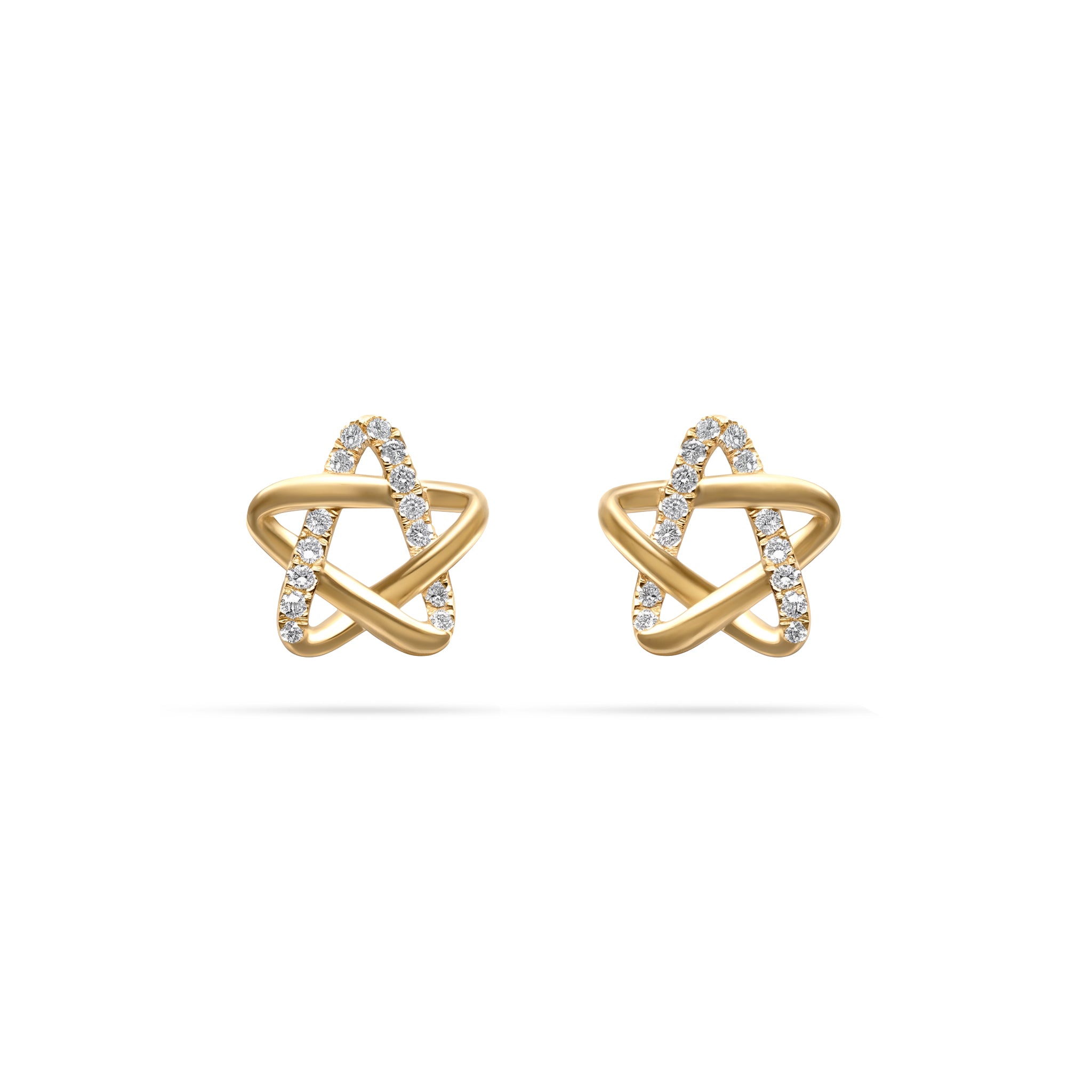 Star Round Diamond Stud Earrings