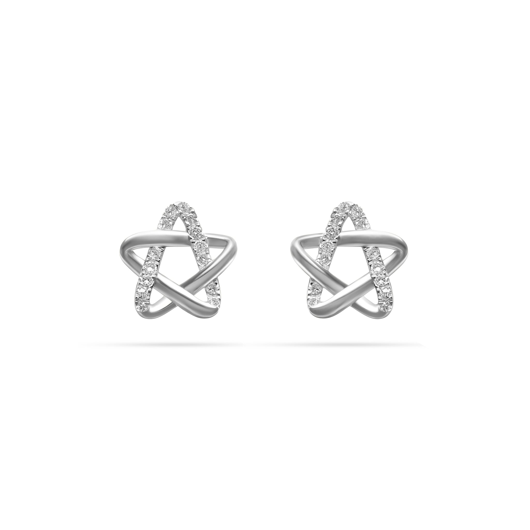 Star Round Diamond Stud Earrings