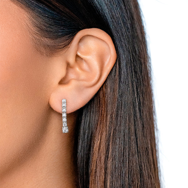 Round Diamond Tennis Earrings