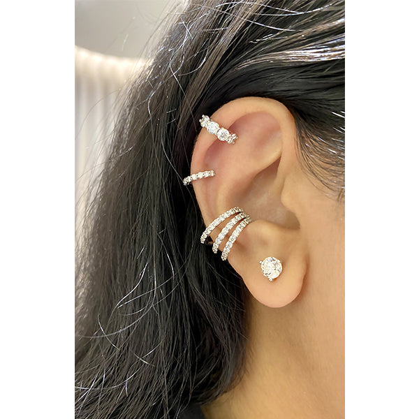Single DIAMOND EAR CUFF - HALF MOON