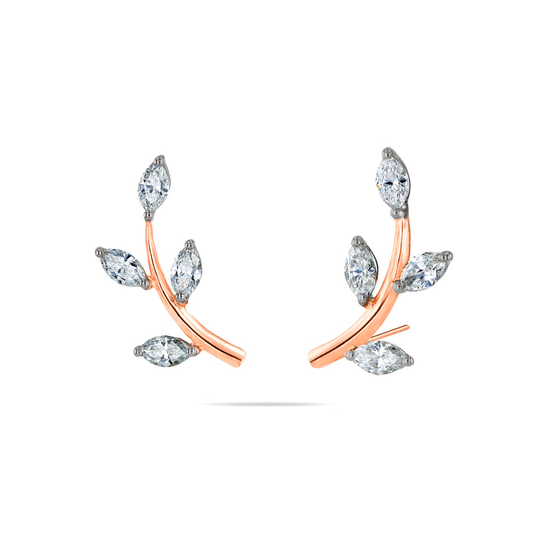 Leaf  Marquise Diamond Earrings