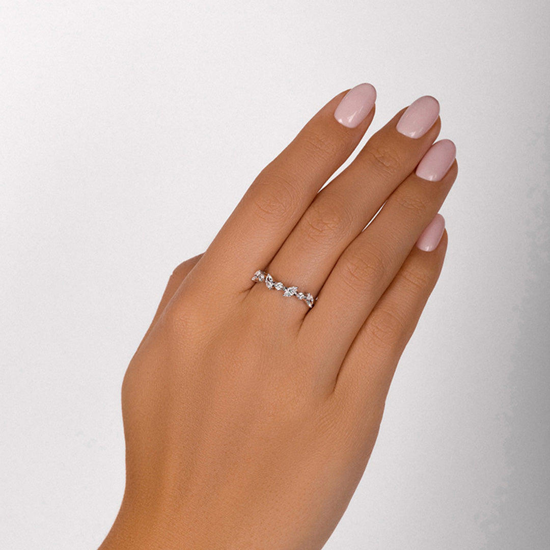 Linear Round Marquise Diamond Ring