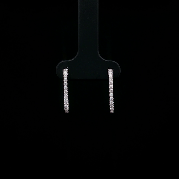Dainty Rectangular Hoop Diamond Earrings
