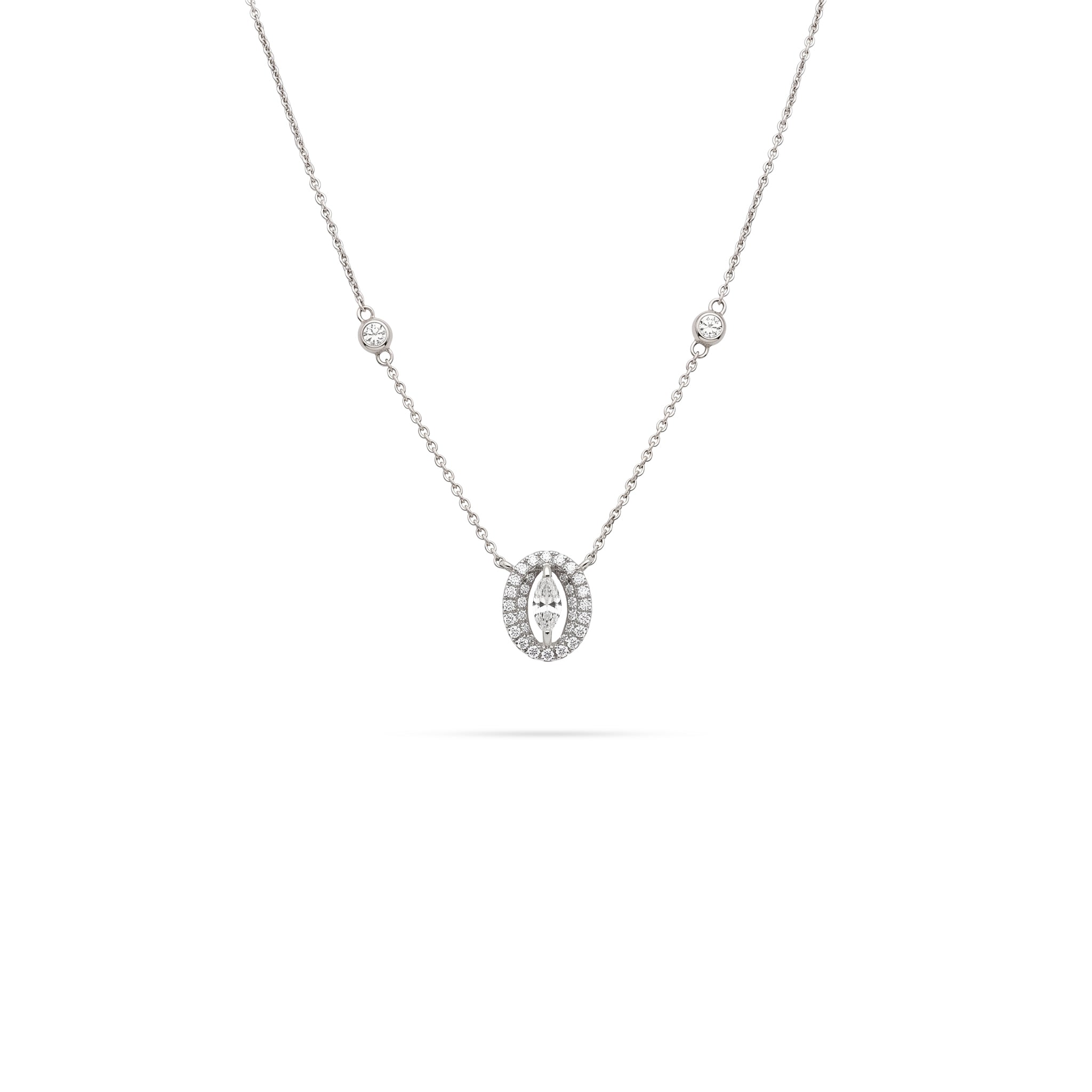 Oval-Cut Marquise Diamond Halo Pendant