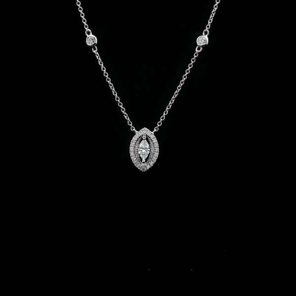 Marquise Cut Diamond Halo Pendant