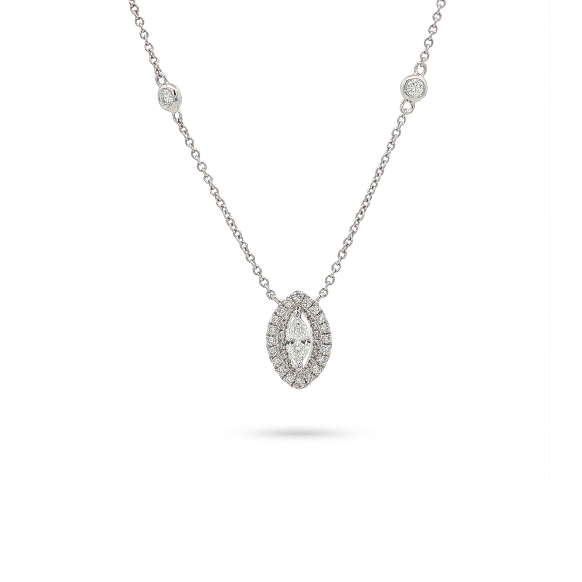 Marquise Cut Diamond Halo Pendant