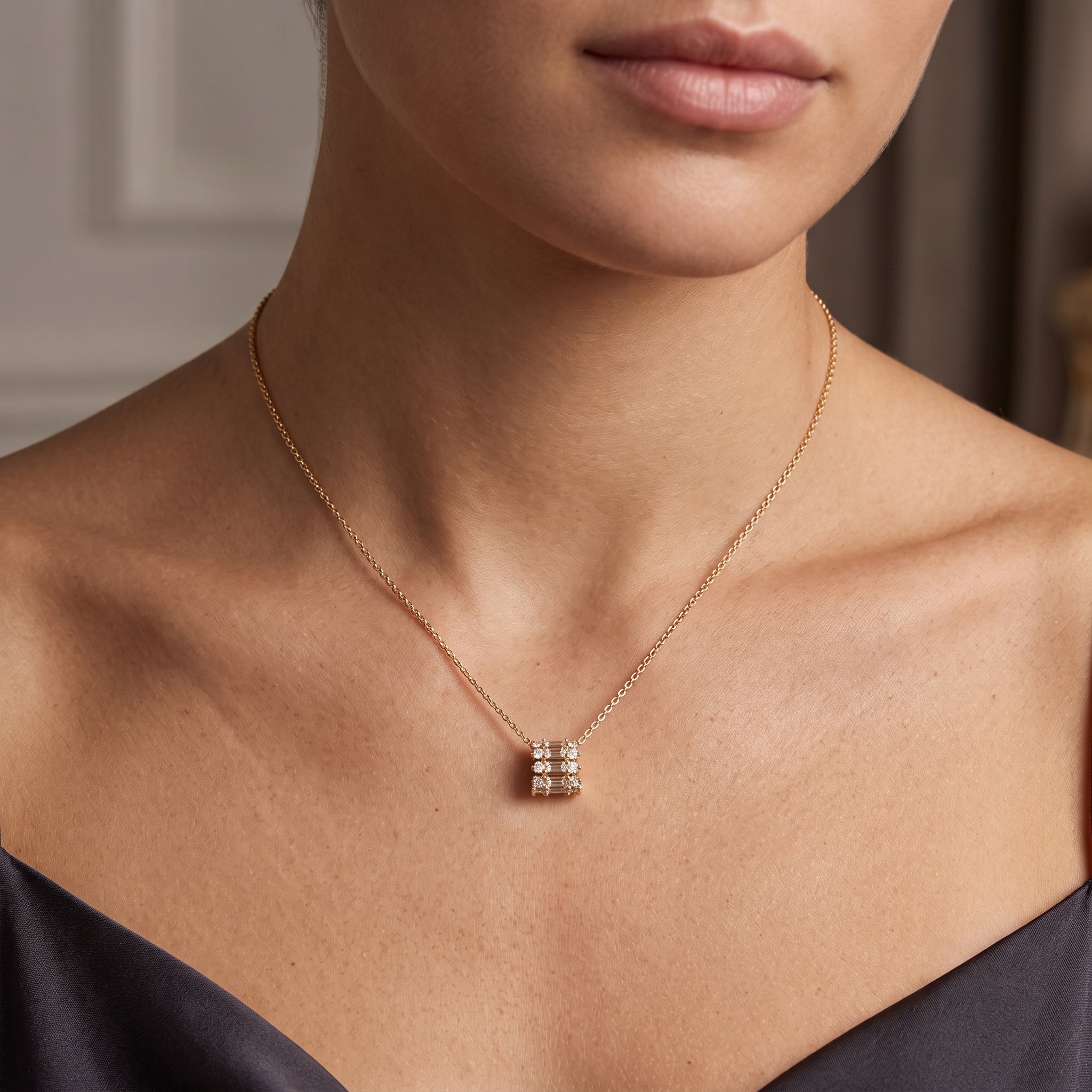 Circle Baguette Diamond Pendant