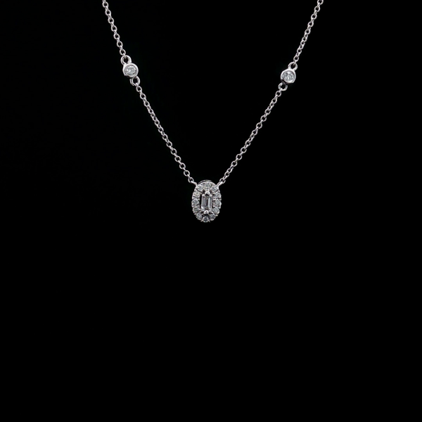 Oval-Cut Diamond Halo Pendant Pendant & Earrings