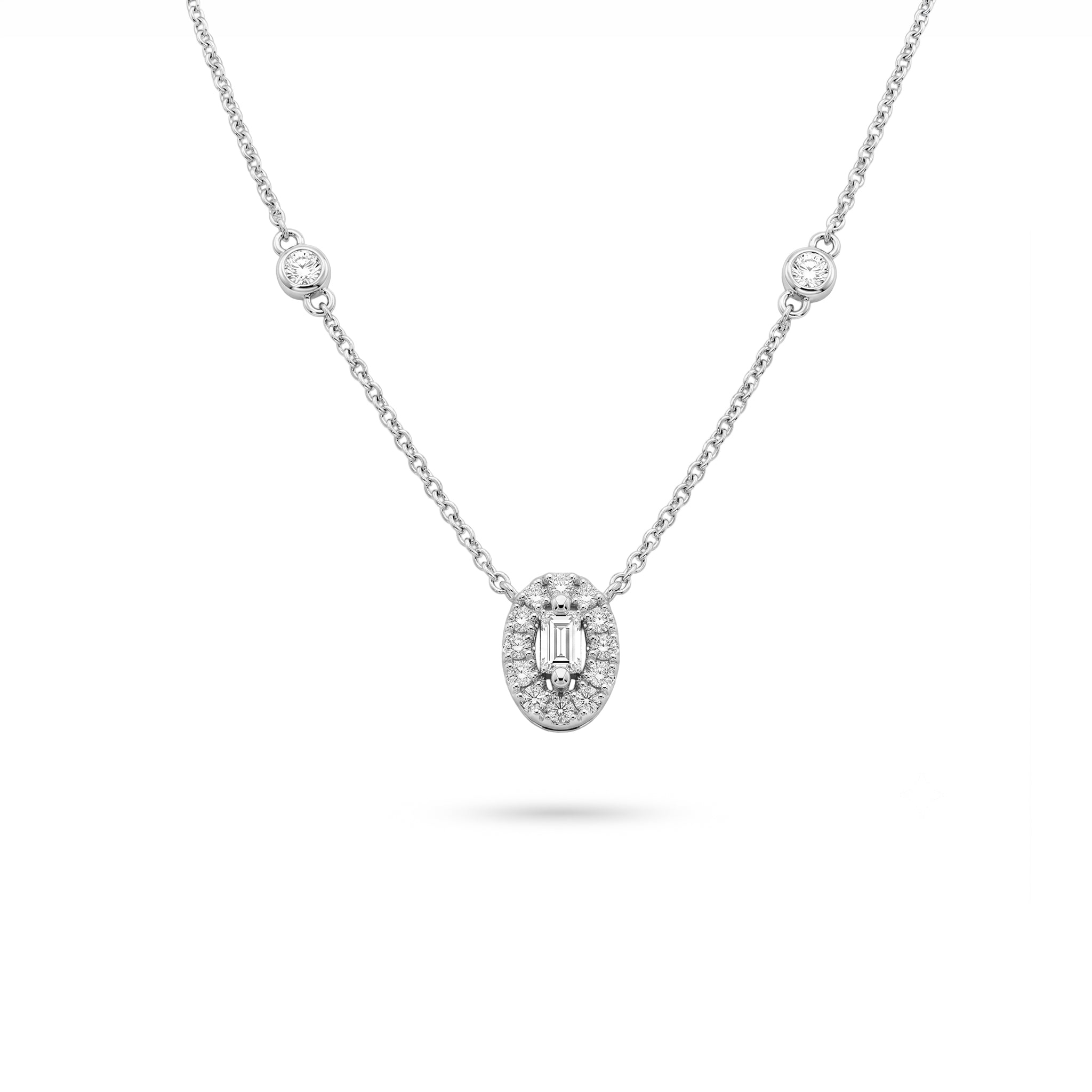Oval-Cut Diamond Halo Pendant Pendant & Earrings